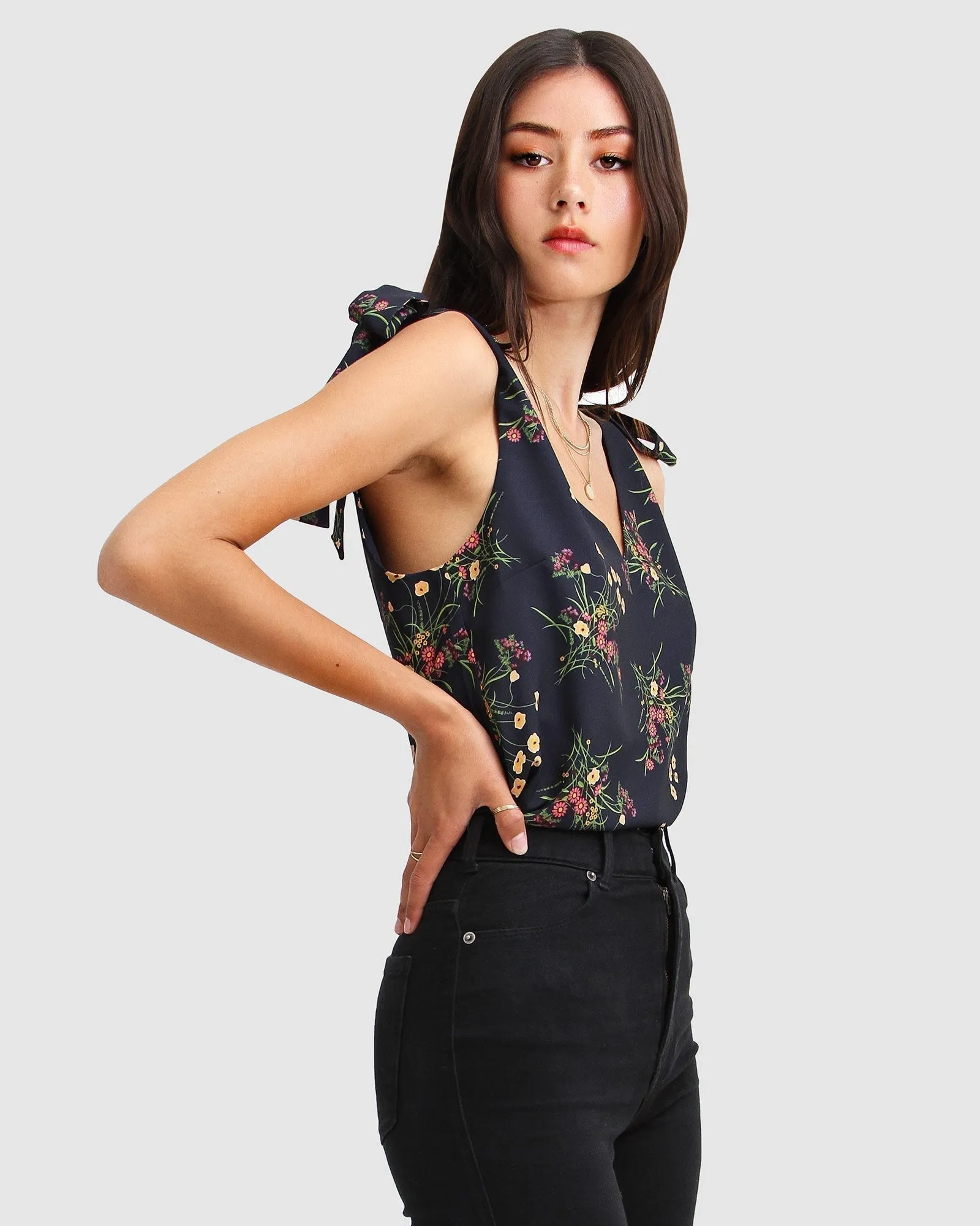 Feel For You V-Neck Top - Navy