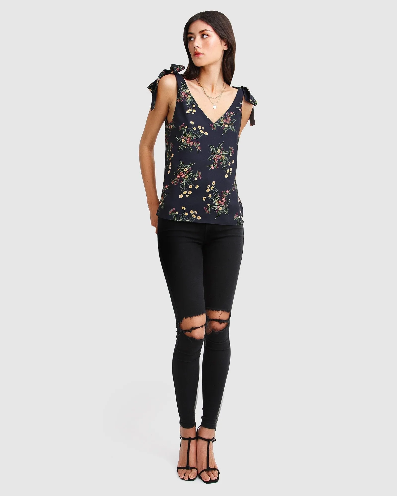 Feel For You V-Neck Top - Navy