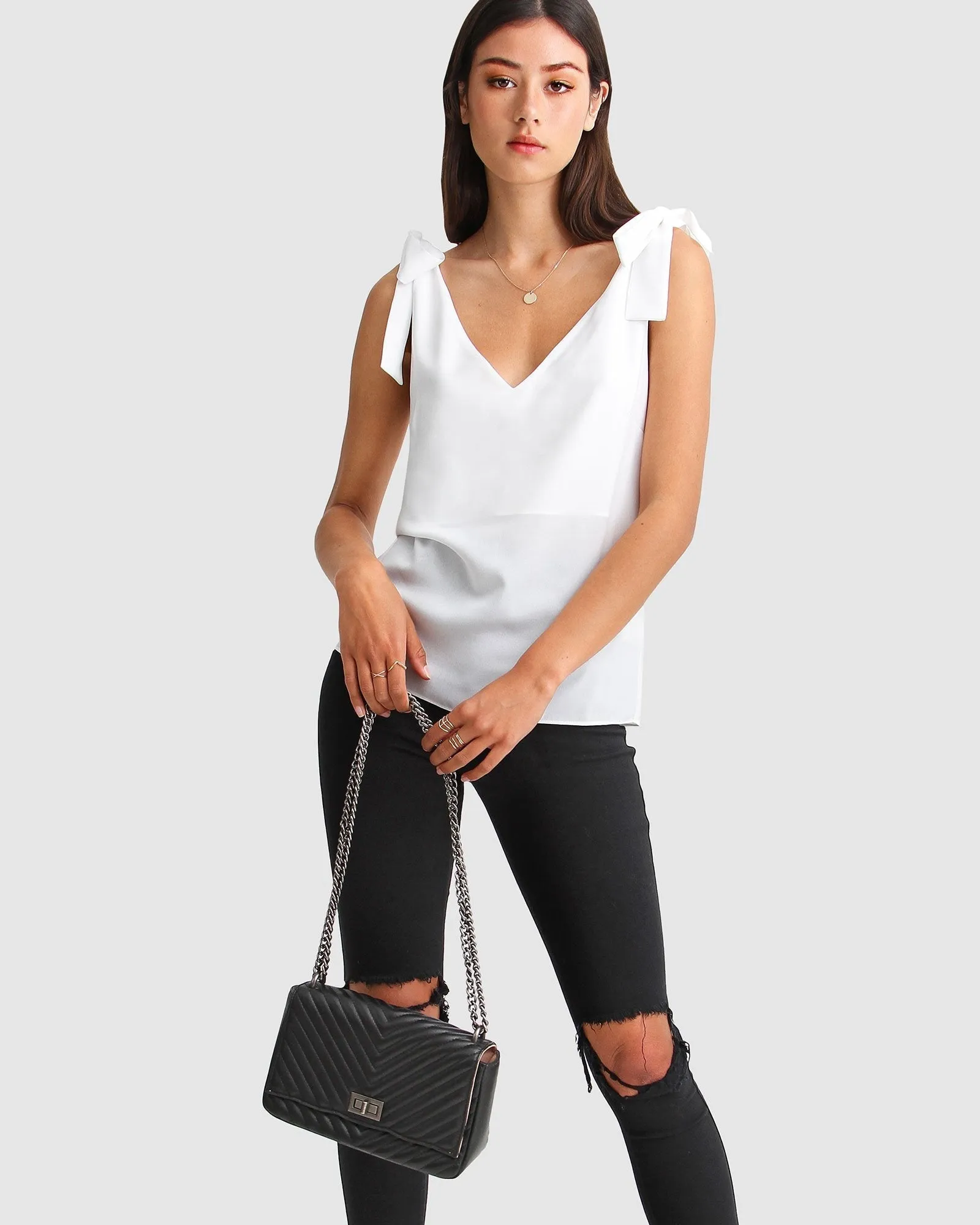 Feel For You V-Neck Top - White