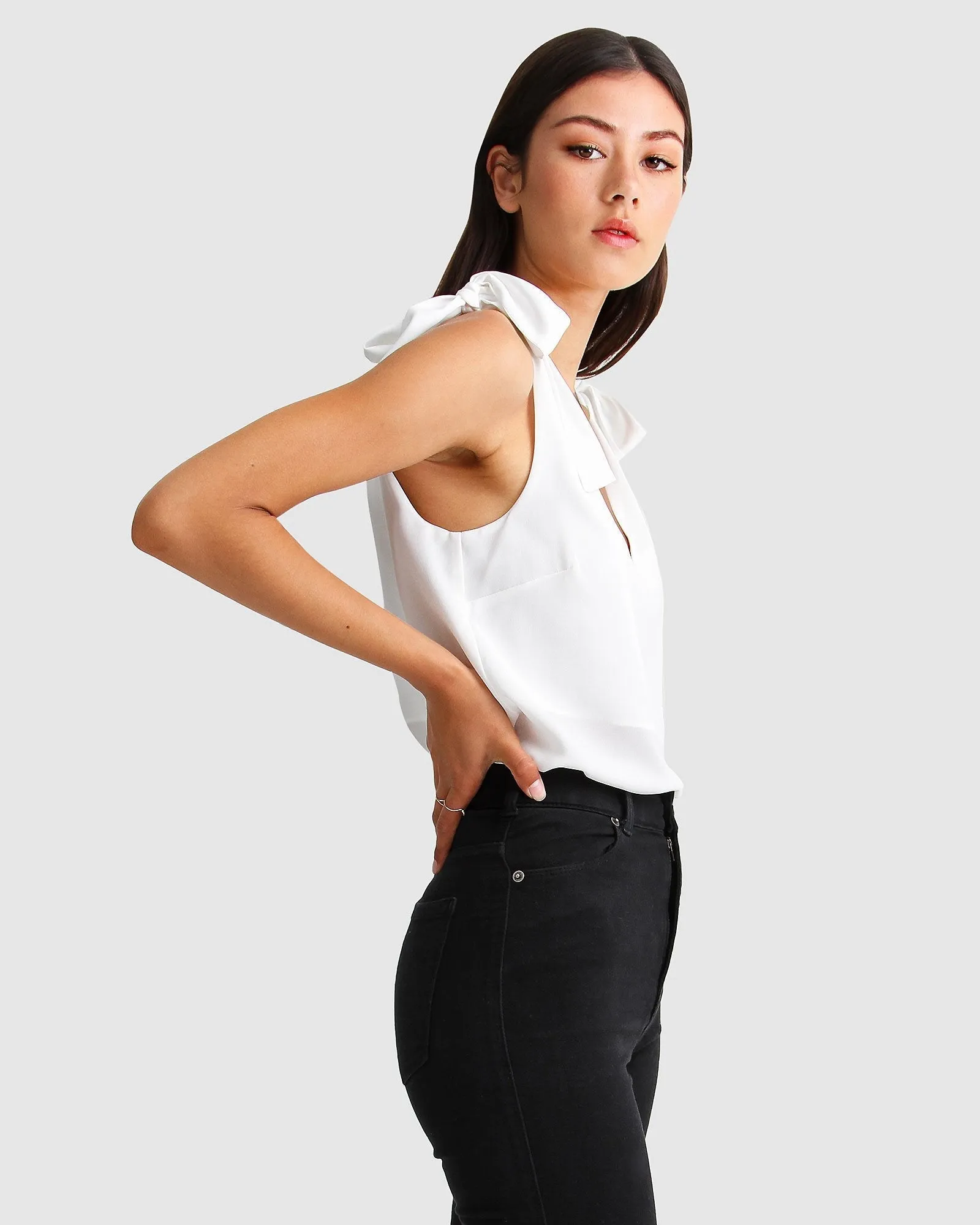 Feel For You V-Neck Top - White