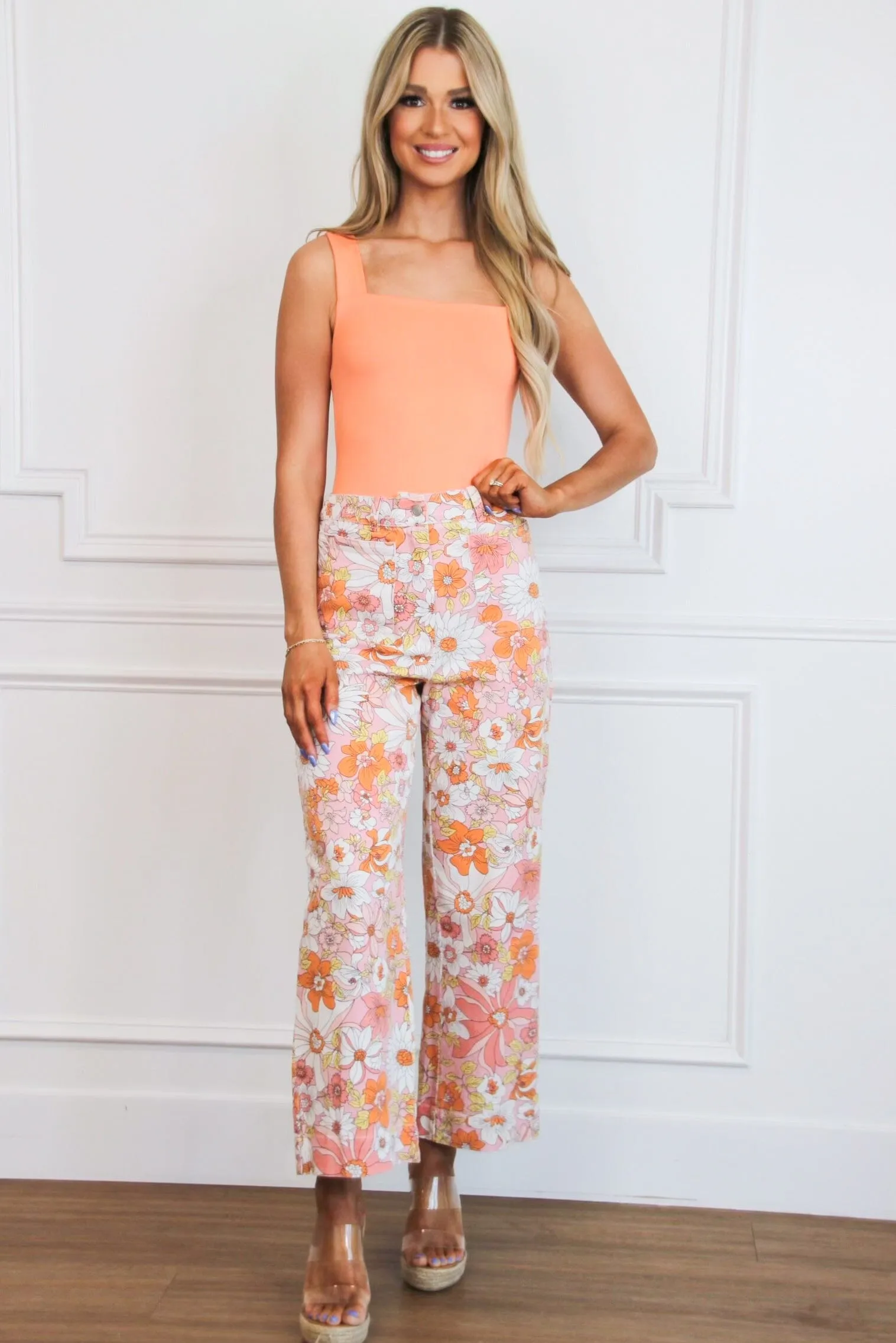 Floral Fantasy Pants: Apricot