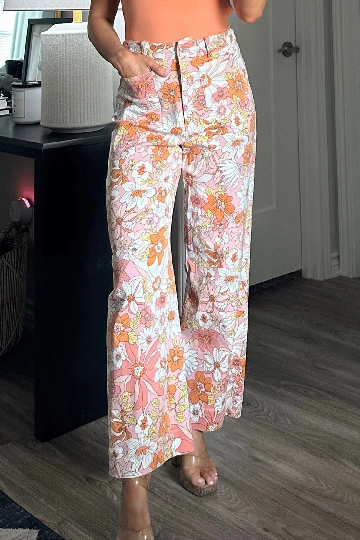 Floral Fantasy Pants: Apricot