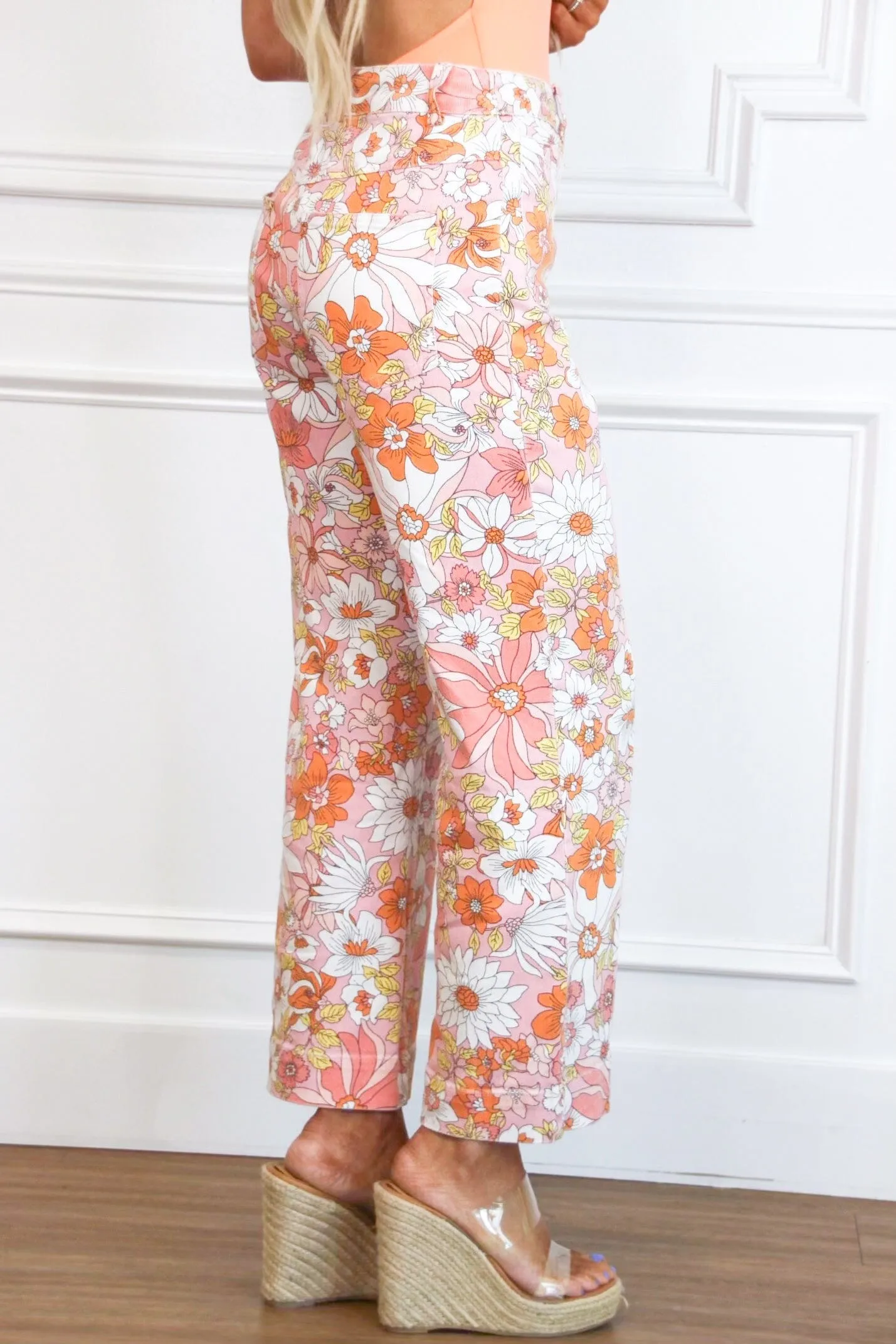 Floral Fantasy Pants: Apricot