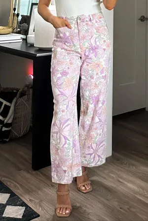 Floral Fantasy Pants: Lavender/White Multi