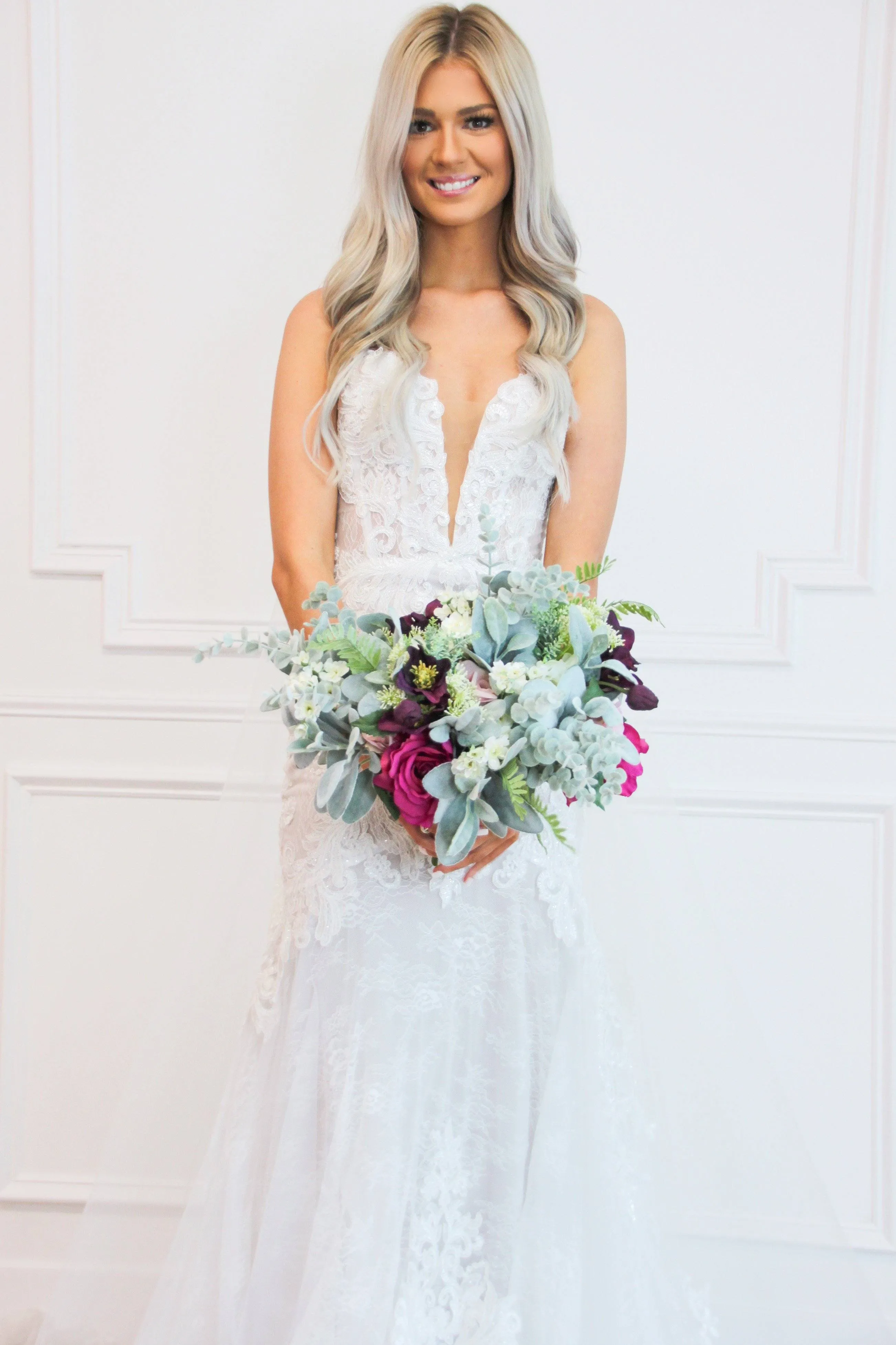 Forever In Love Lace Wedding Dress: White/Nude