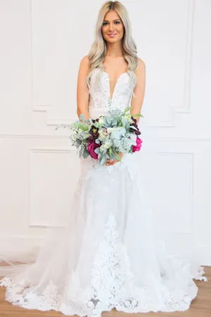 Forever In Love Lace Wedding Dress: White/Nude