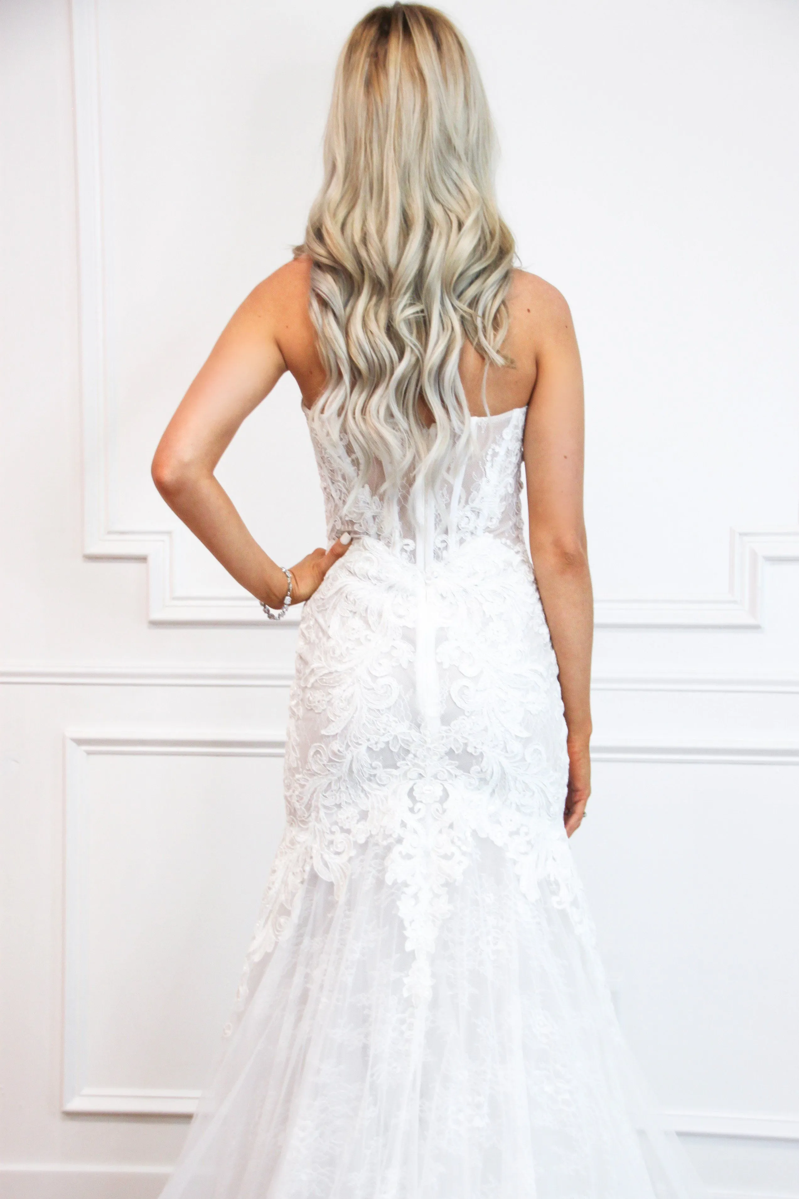 Forever In Love Lace Wedding Dress: White/Nude
