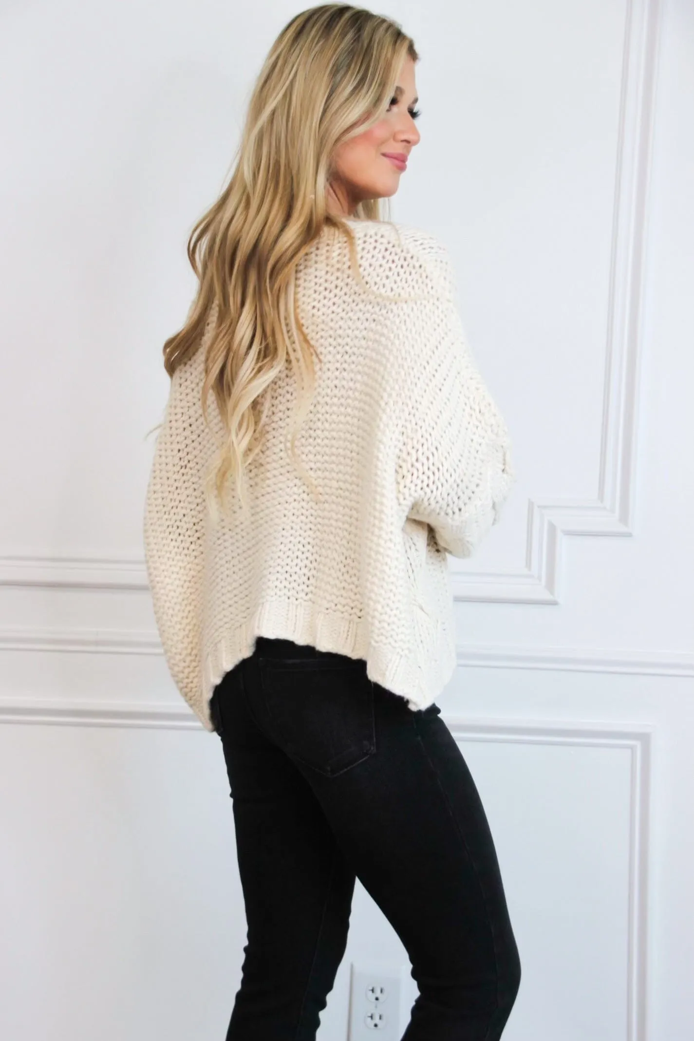 Frannie Chunky Knit Sweater: Cream