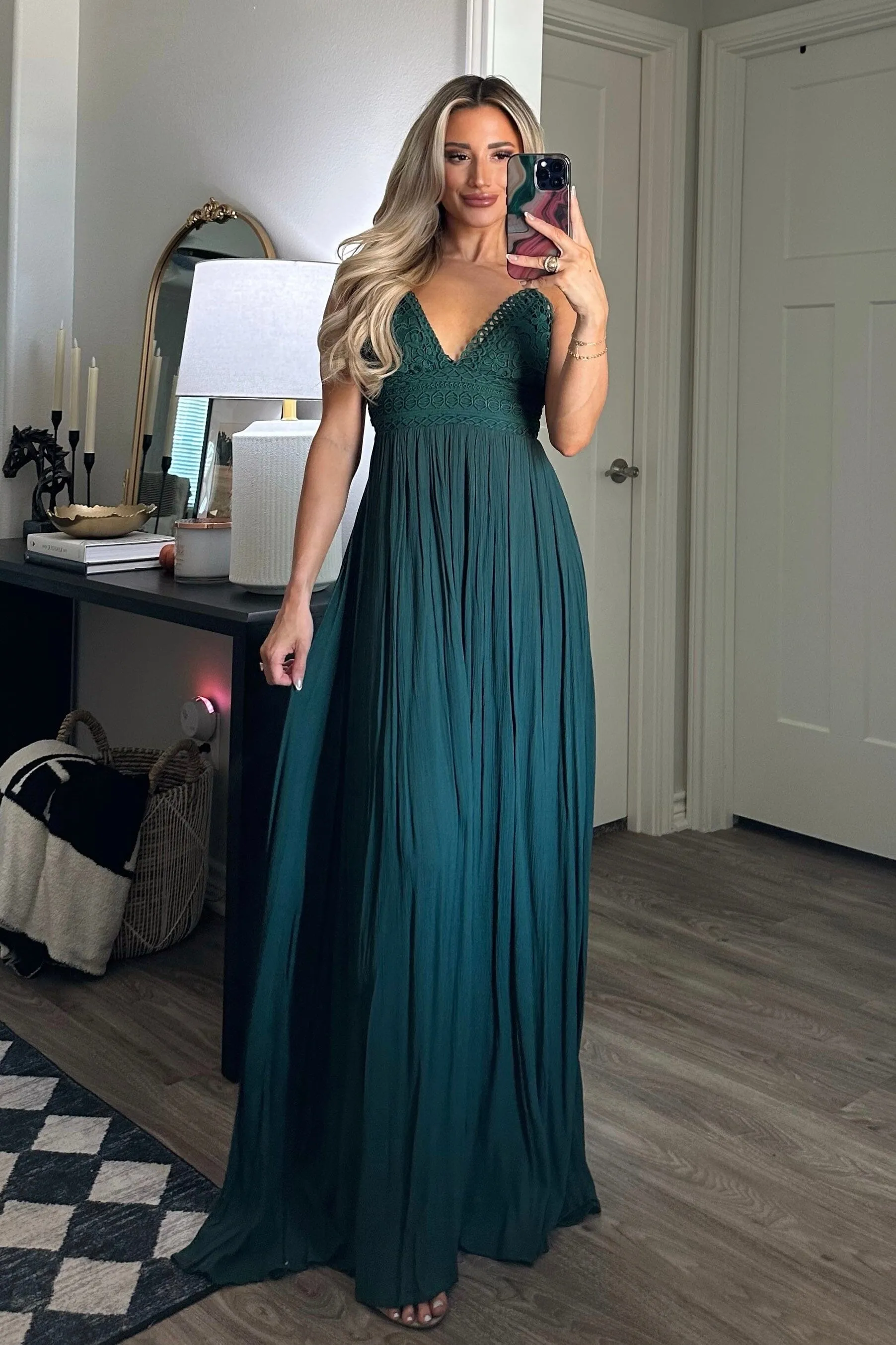 Free As a Bird Maxi Dress: Hunter Green
