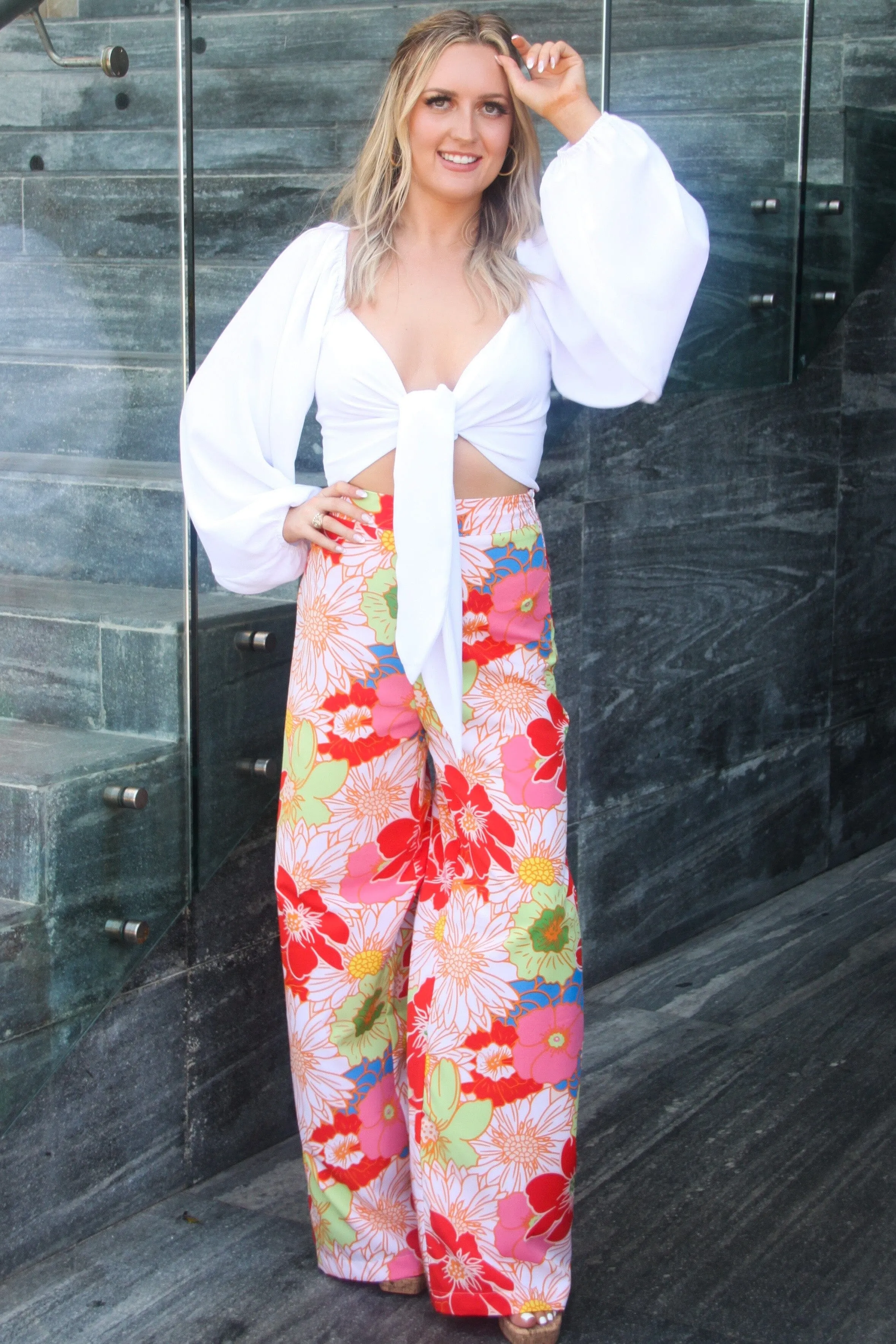 Fun in the Sun Pants: Rainbow Floral Multi