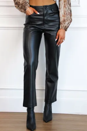 Get It Right Faux Leather Pants: Black