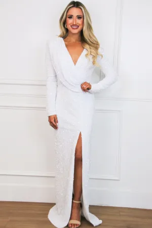Gotta Be With You Sequin Maxi Dress: WHITE VELVET
