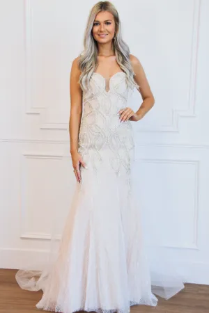 Happily Ever After Lace Mermaid Wedding Dress: Ivory/Nude
