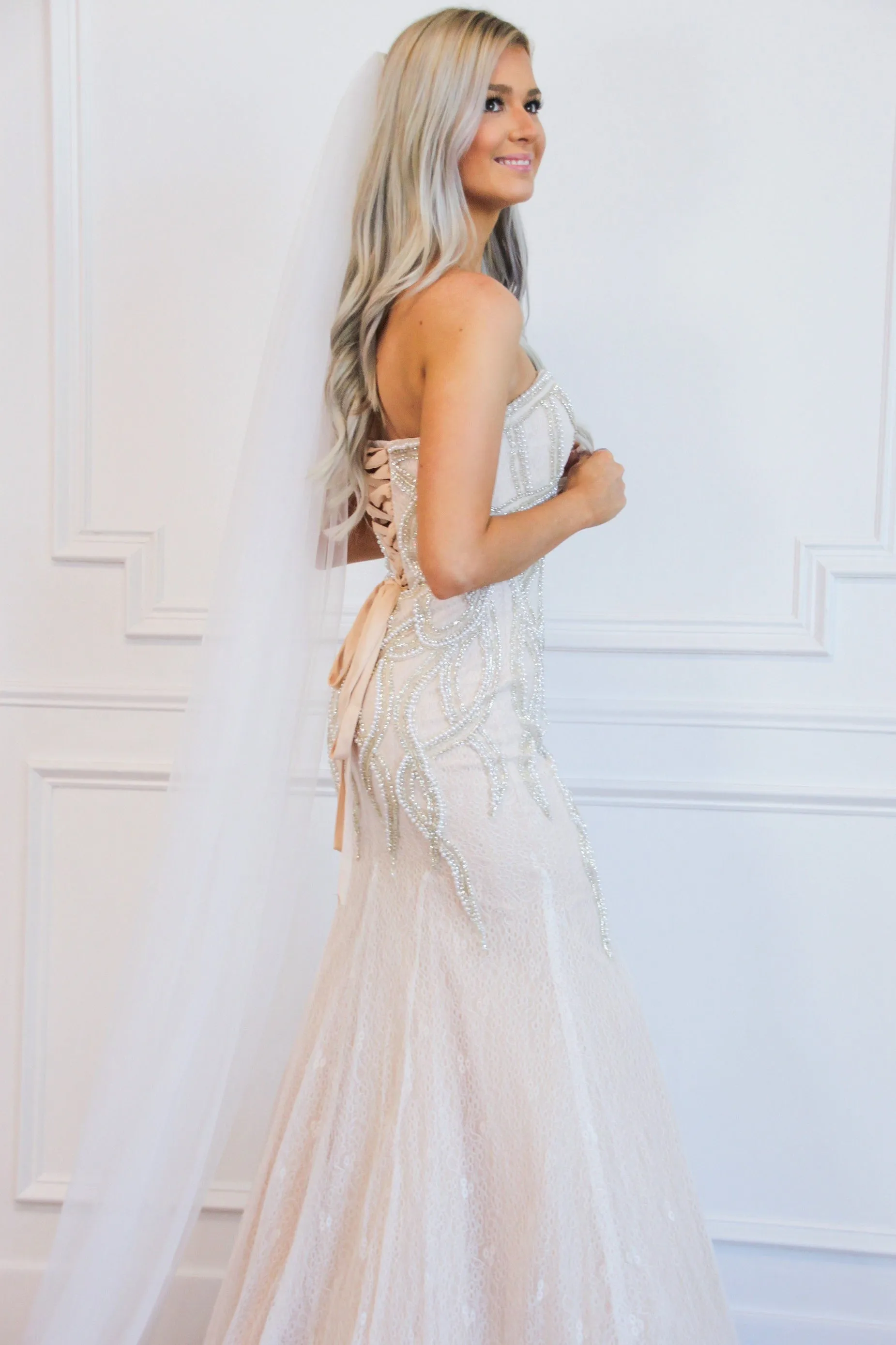 Happily Ever After Lace Mermaid Wedding Dress: Ivory/Nude