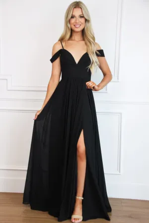Heaven Sent Chiffon Maxi Dress: Black