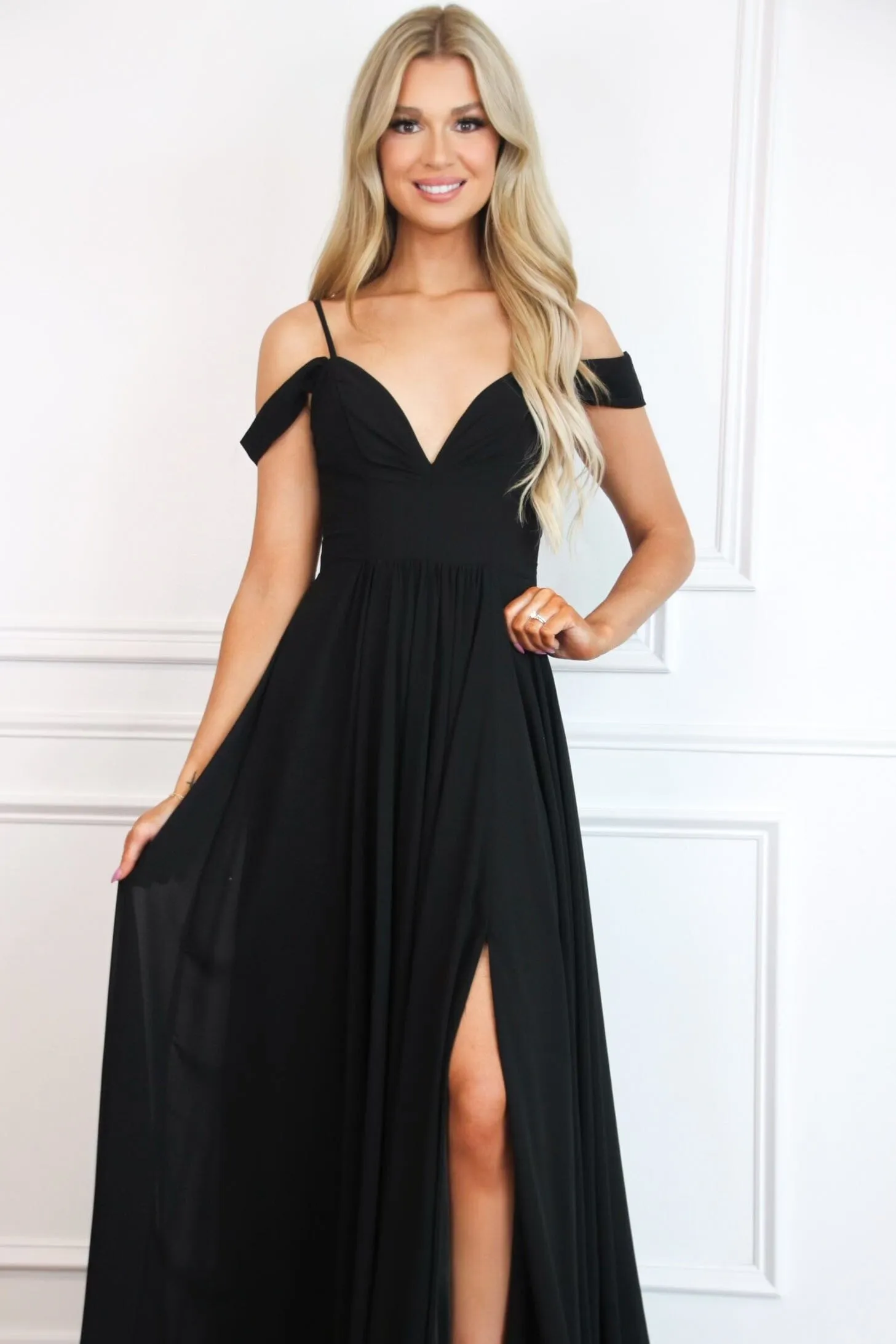 Heaven Sent Chiffon Maxi Dress: Black