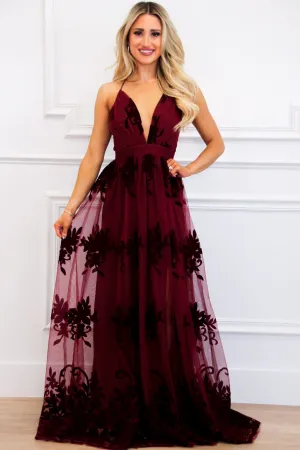Here Comes the Bride Maxi Dress: Burgundy