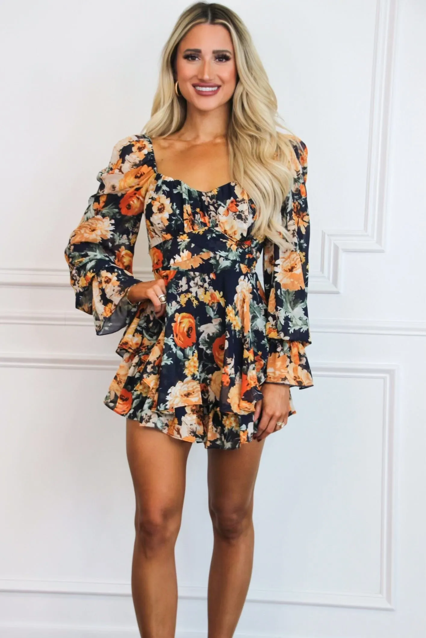 Holly Floral Romper: Navy Multi