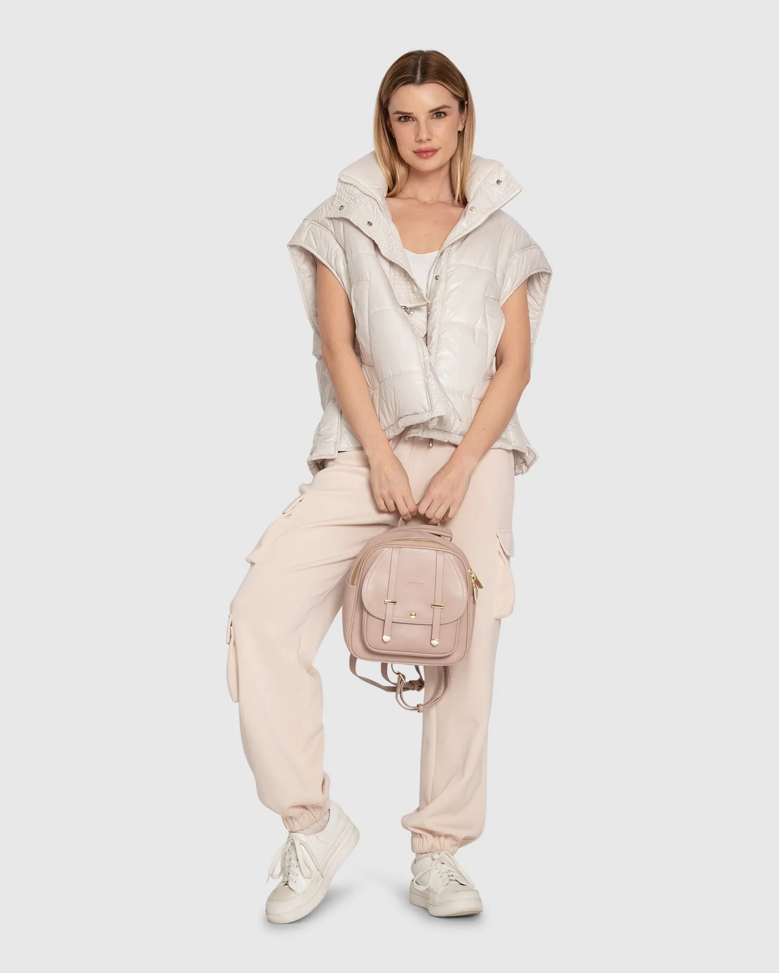 Hypnotized Quilted Puffer Vest - Cream