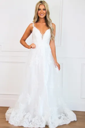 Isabel A-Line Lace Wedding Dress: White