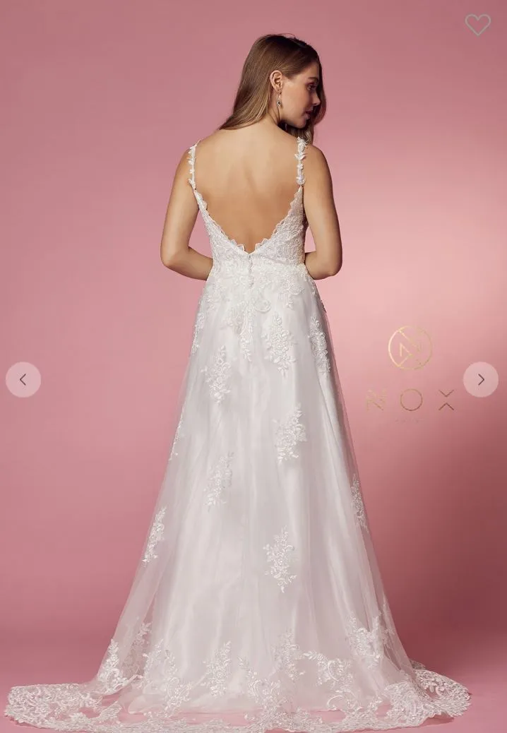 Isabel A-Line Lace Wedding Dress: White