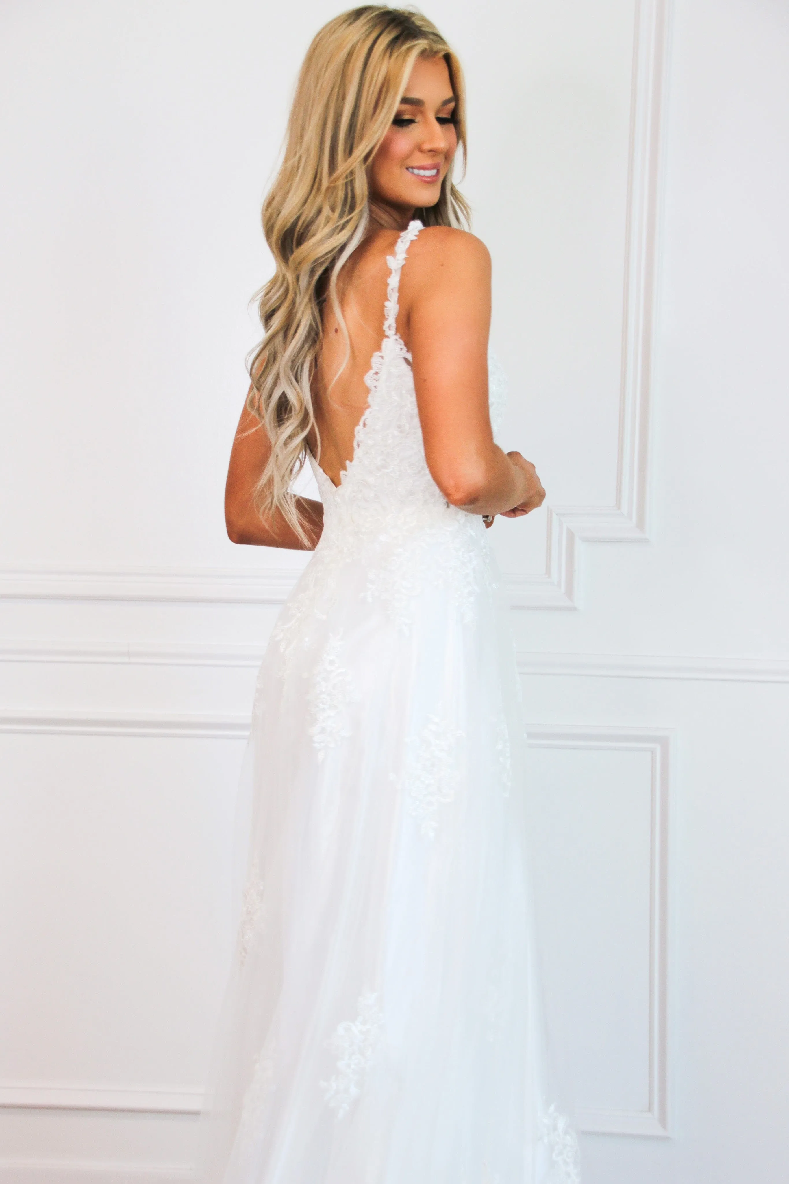 Isabel A-Line Lace Wedding Dress: White