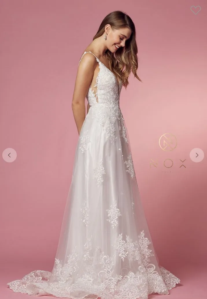 Isabel A-Line Lace Wedding Dress: White