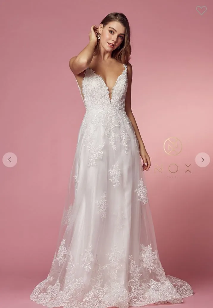 Isabel A-Line Lace Wedding Dress: White