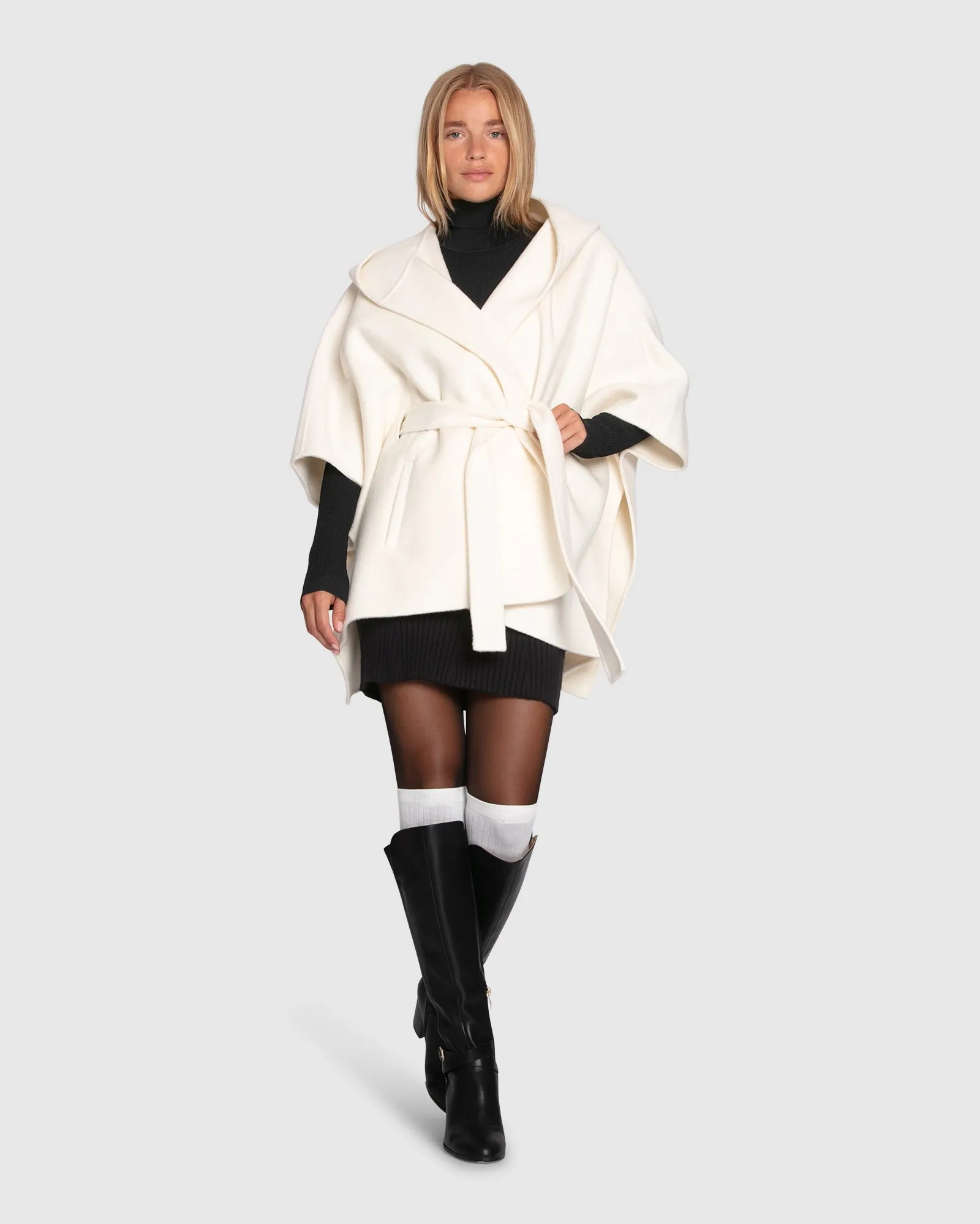 Jackson Landing Wool Blend Cape Coat- Cream