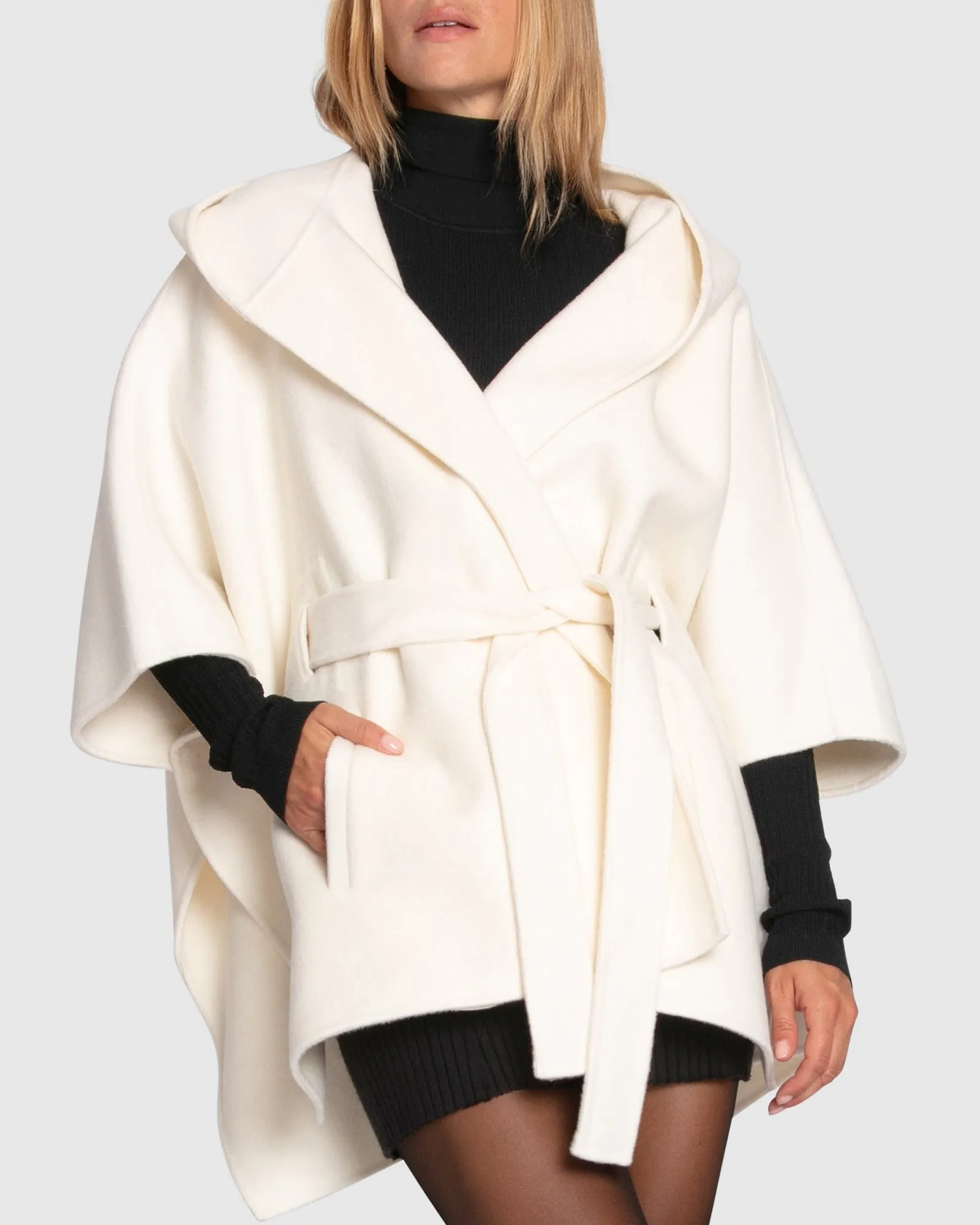 Jackson Landing Wool Blend Cape Coat- Cream