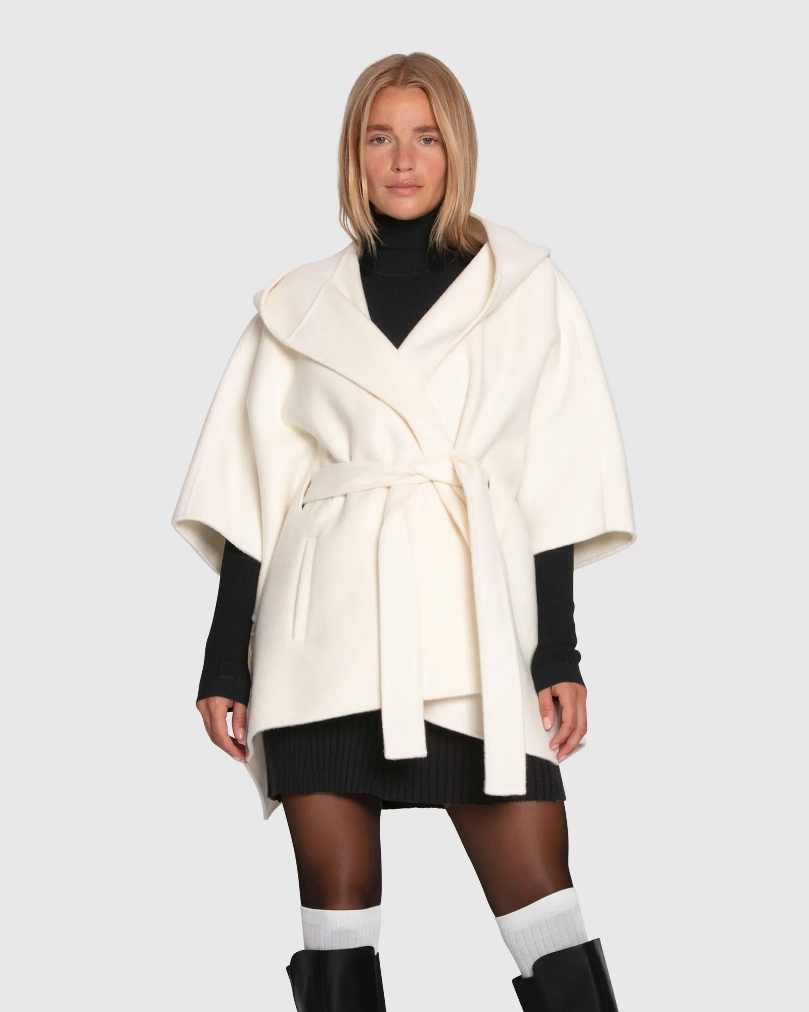 Jackson Landing Wool Blend Cape Coat- Cream