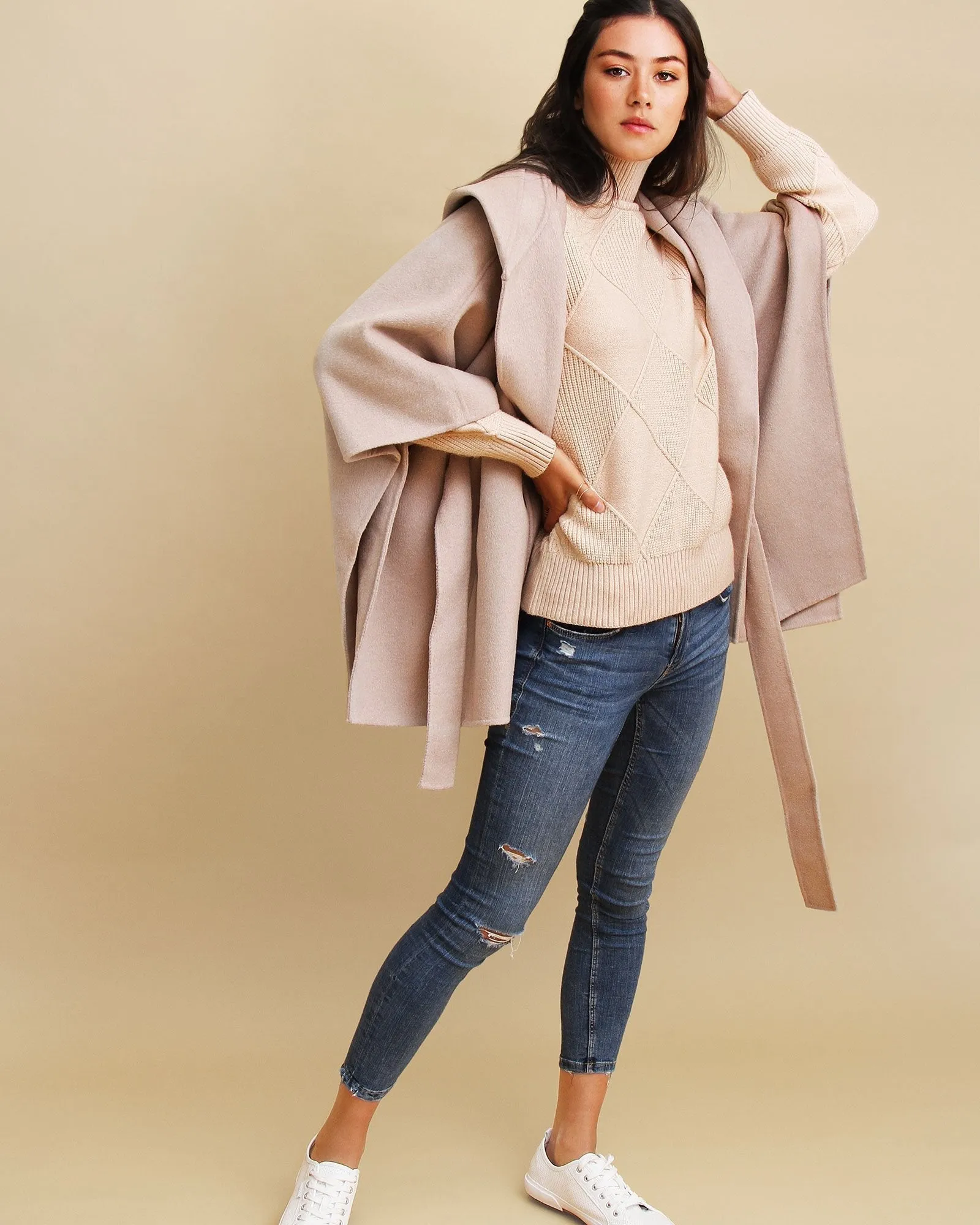 Jackson Landing Wool Blend Cape Coat - Sand
