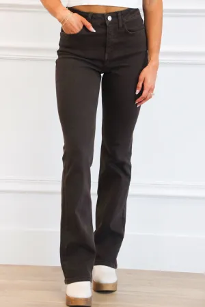 Java High Rise Bootcut Denim: Dark Brown