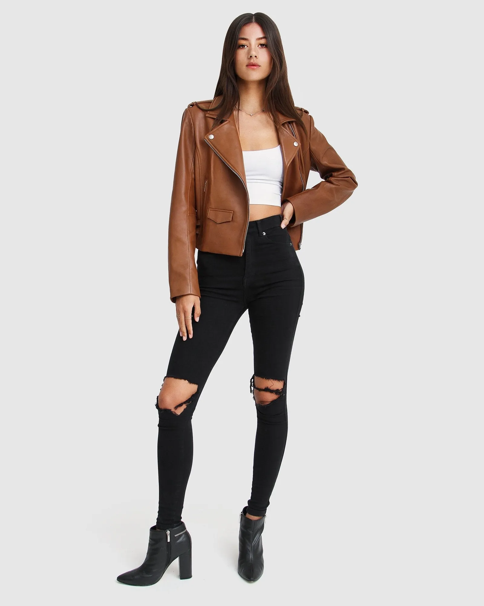Just Friends Leather Jacket - Brown