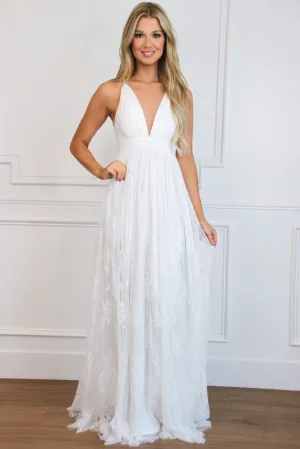 Just Like Heaven Lace Maxi Dress: WHITE