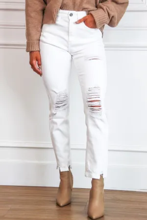 Kimmie Distressed Denim: White