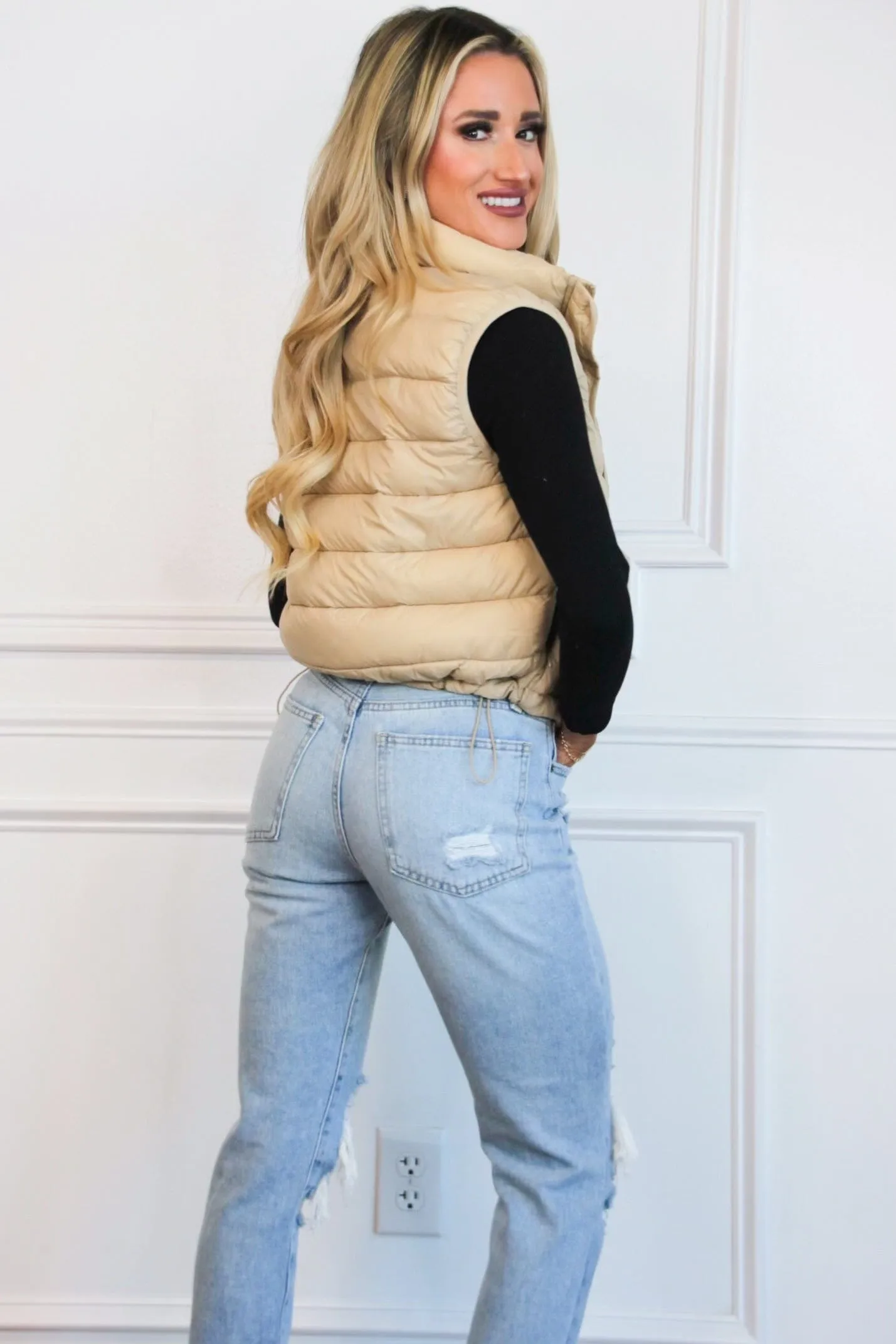 Kolby Puffer Vest: Khaki