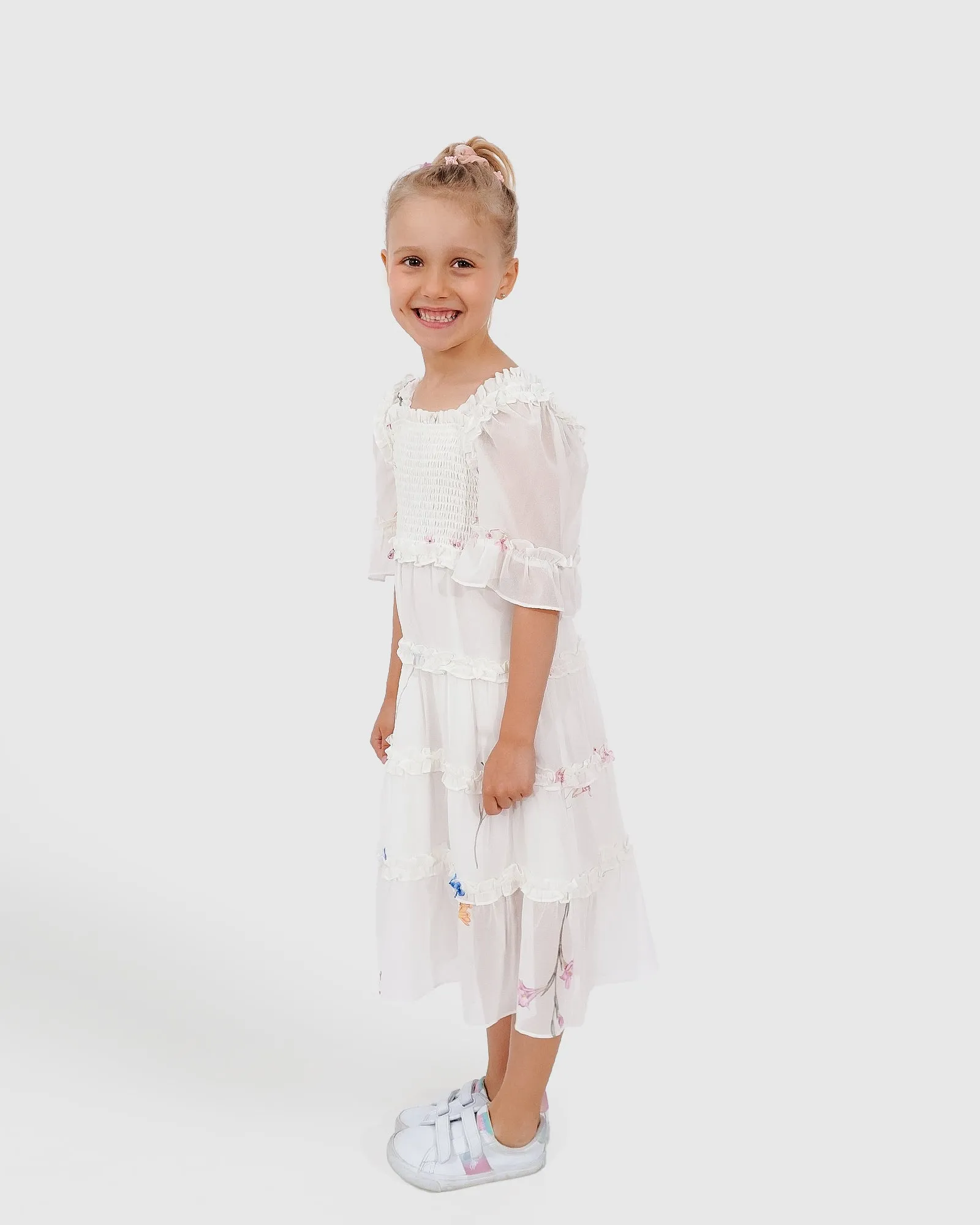 La Fille Tiered Dress - White