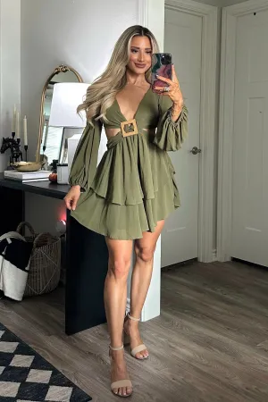 Lessons in Love Cutout Dress: Olive