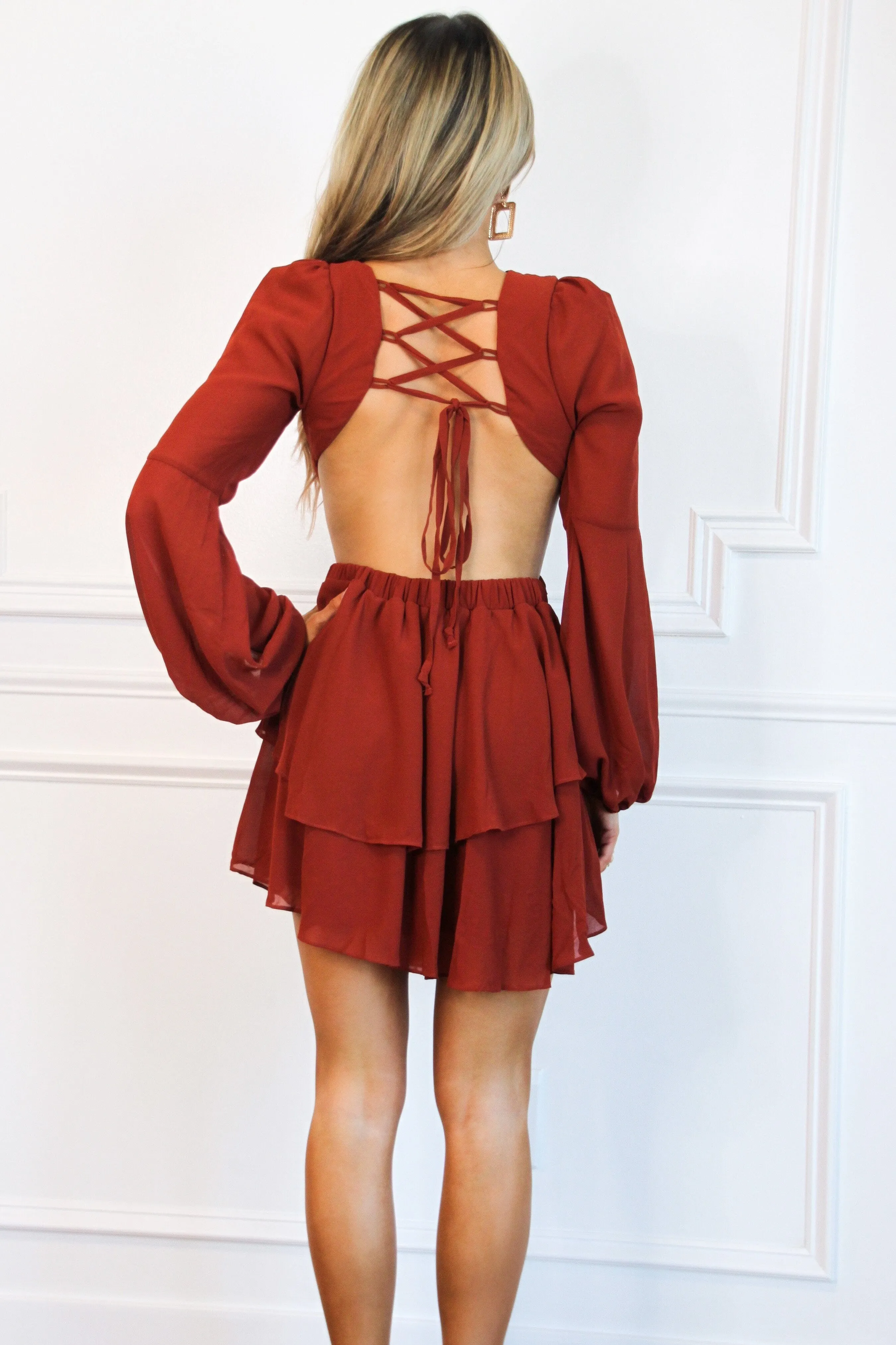 Lessons in Love Cutout Dress: Rust