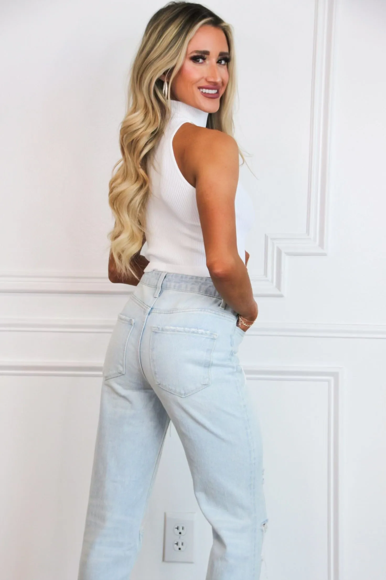 Liam High Neck Thick Ribbed Crop Top: White