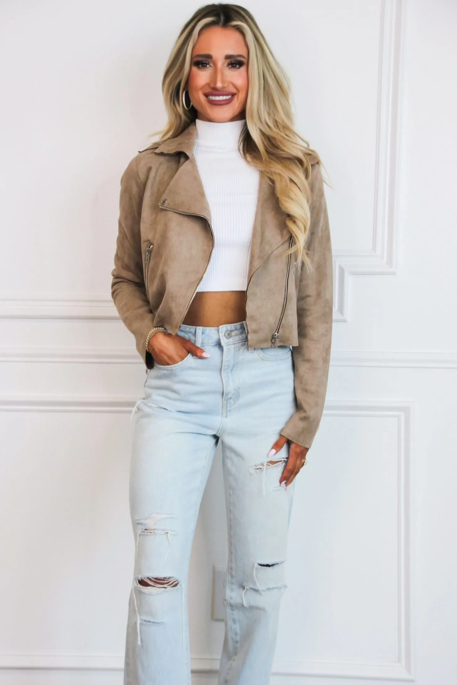 Liam High Neck Thick Ribbed Crop Top: White
