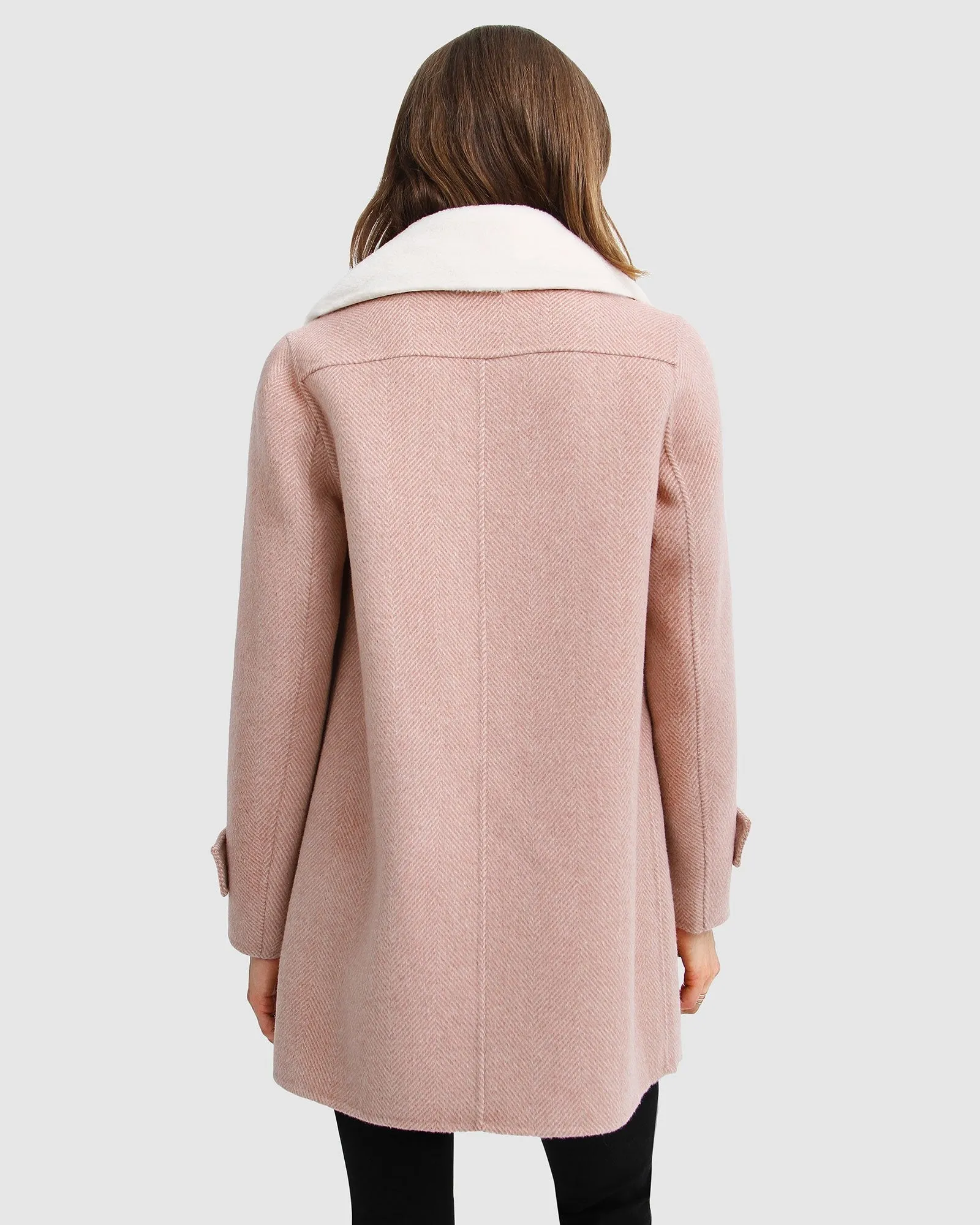 Liberty Sherpa Collar Wool Blend Coat - Blush