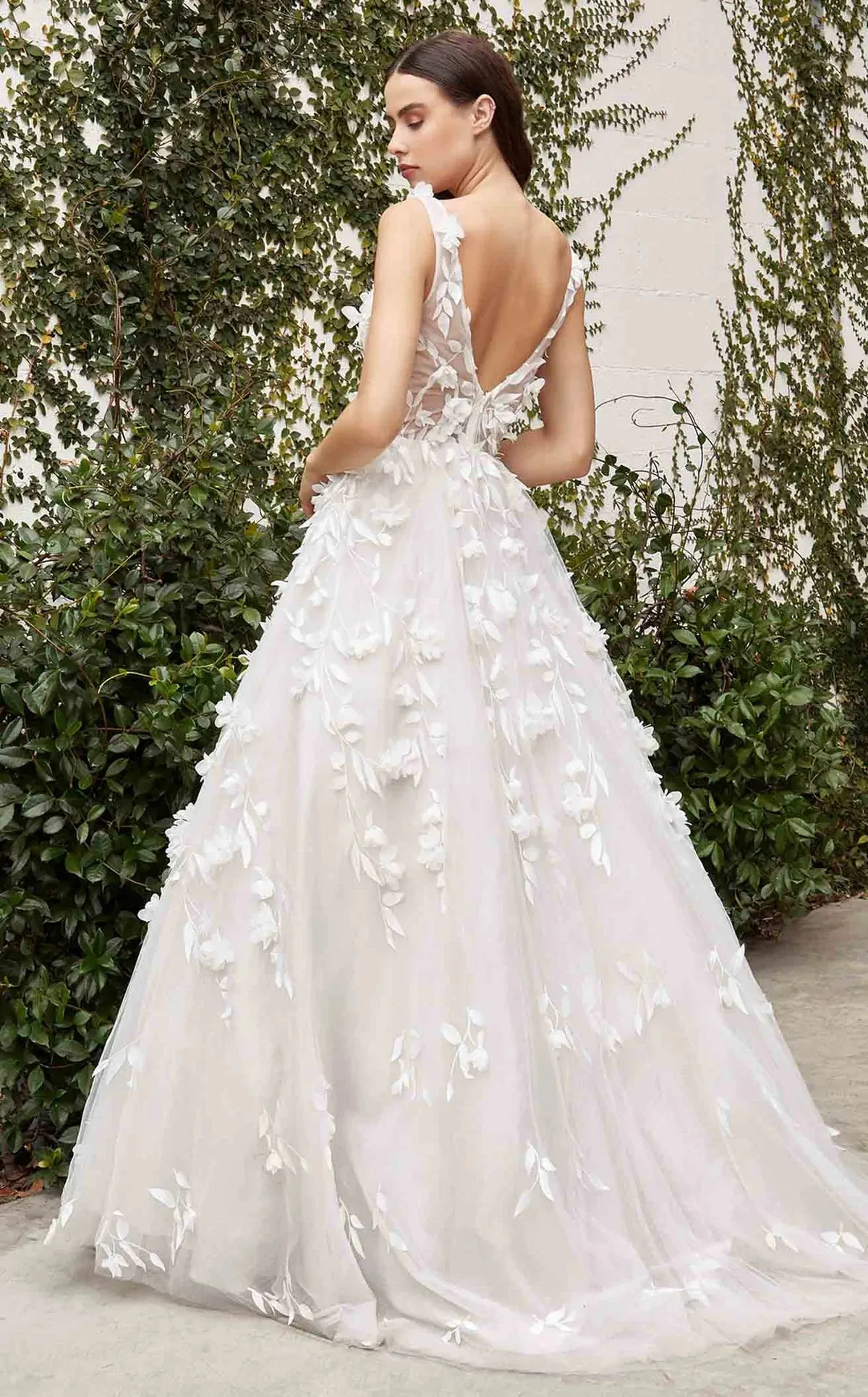 Liza Floral Applique Wedding Dress: Off White