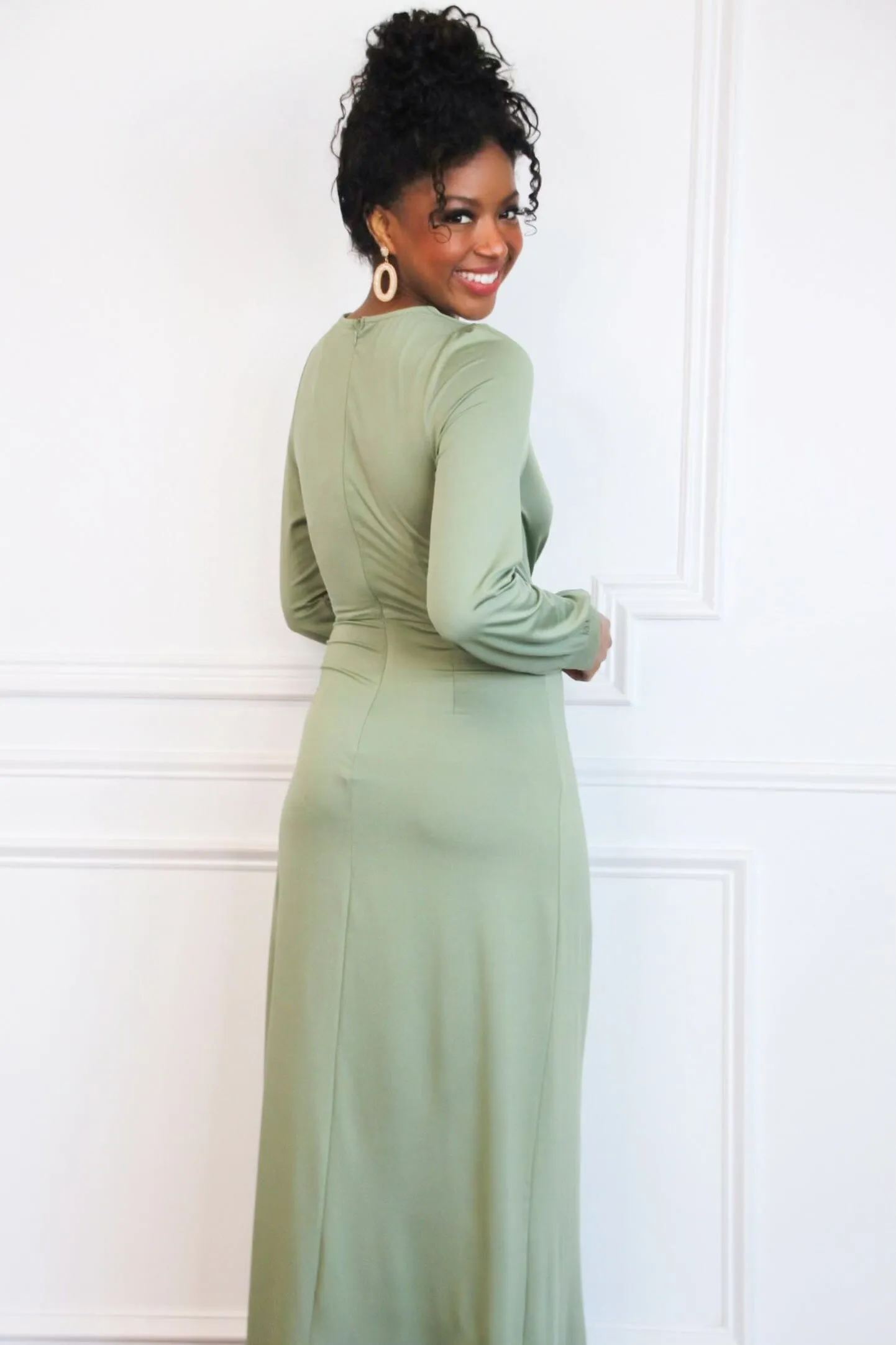 Love at First Sight Sit Maxi Dress: Sage