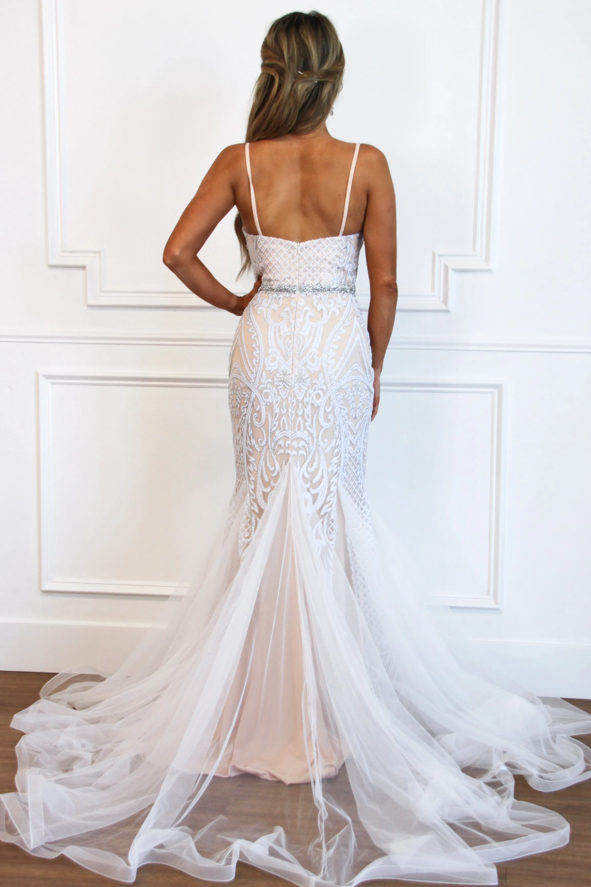 Love of My Life Beaded Wedding Dress: White/Nude