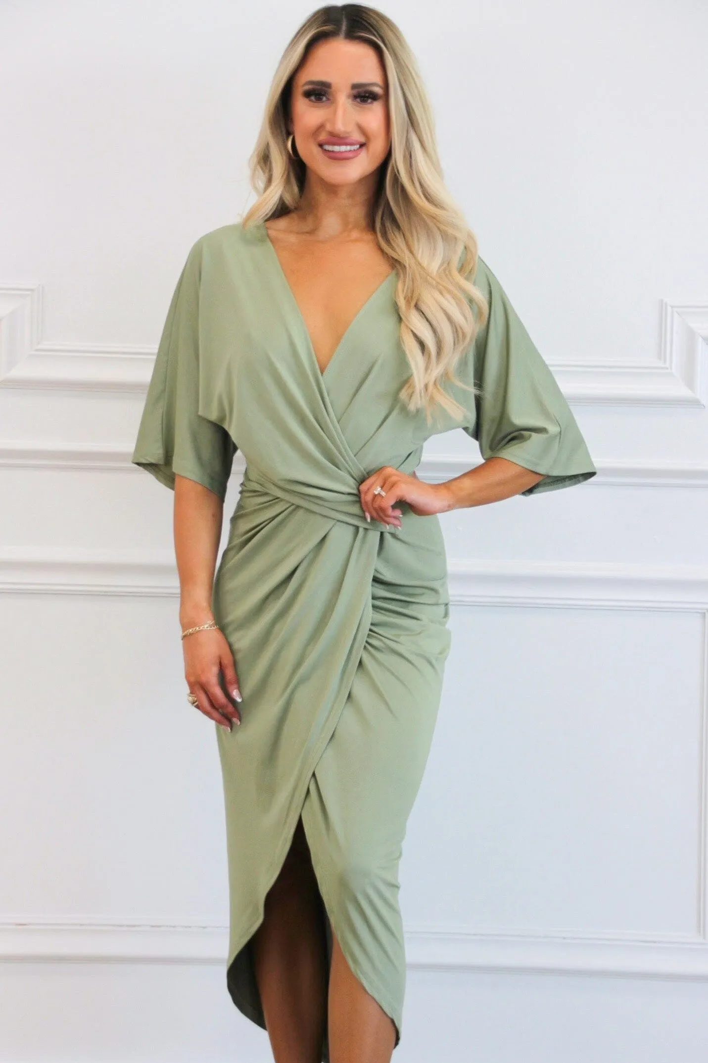 Loving You Is Easy Midi Dress: Sage
