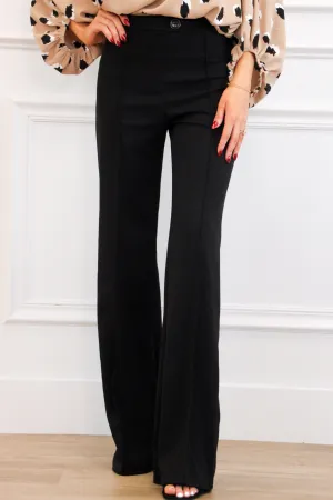 Lucinda High Waisted Button Pants: Black