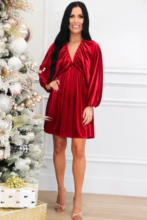 Luxe Feeling Velvet Dress: Red