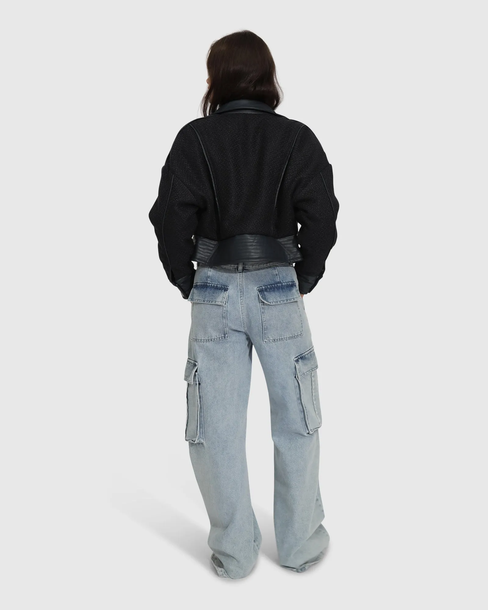 Mad Love Cropped Bomber - Navy